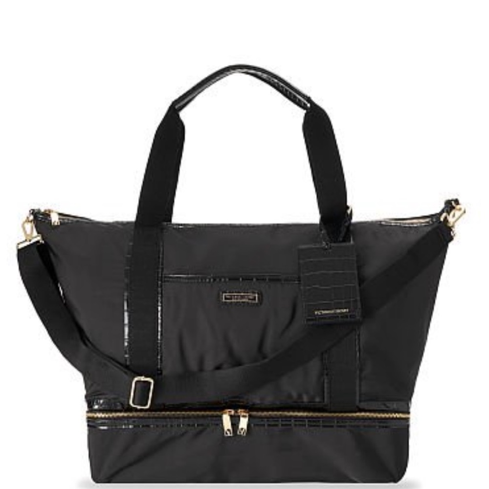 💐HOST PICK!💐NWT Victoria’s Secret Getaway Black Weekender Bag - Picture 1 of 10